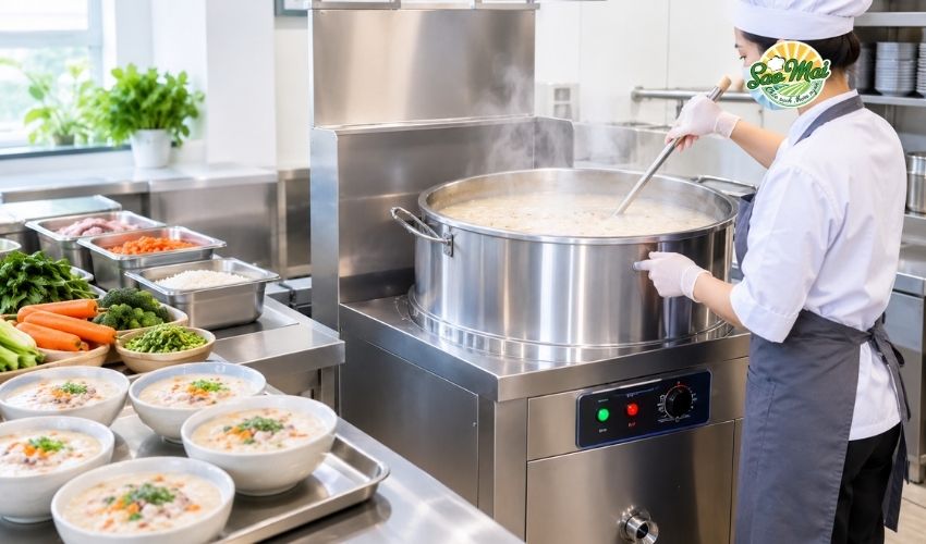 Danh sách các thiết bị cần có cho quán cháo kinh doanh cơ bản 1 Bếp nấu cháo chuyên dụng giúp đảm bảo công suất và chất lượng cháo