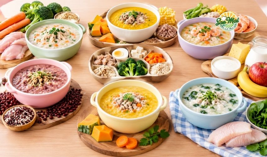 Tổng hợp menu quán cháo dinh dưỡng đầy đủ các nhóm chất cho bé