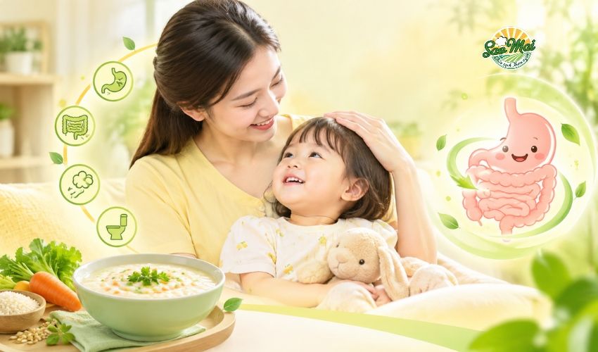Trẻ bị rối loạn tiêu hóa phải làm sao? Hướng dẫn xử trí đúng cách 3 Cháo Sao Mai luôn đồng hành cùng mẹ trong hành trình trẻ bị rối loạn tiêu hóa phải làm sao