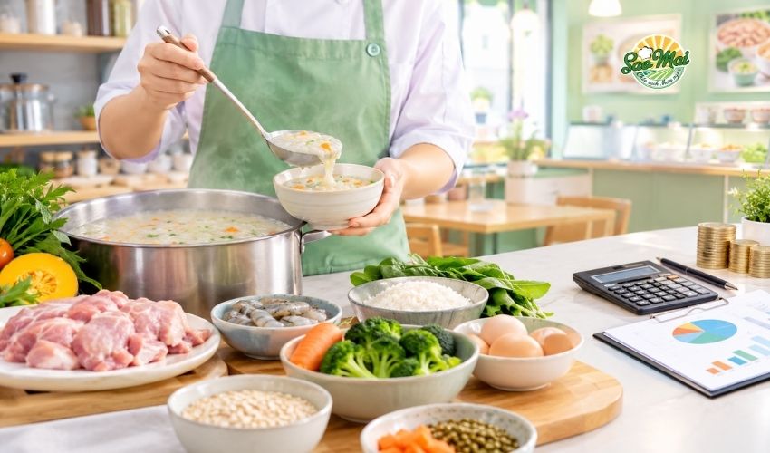 Phân tích cost nguyên liệu cháo dinh dưỡng trong kinh doanh quán cháo